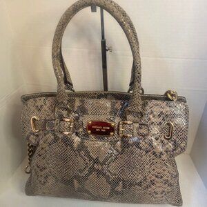 Michael Kors Michael Kors Hamilton Python-Embossed Satchel